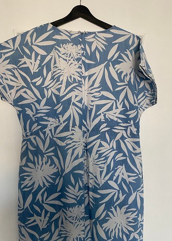 Bohem V Yaka Mavi Baskılı elbise - Görsel 9