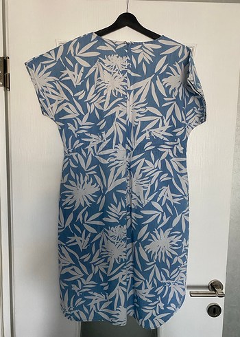 Bohem V Yaka Mavi Baskılı elbise - Görsel 8