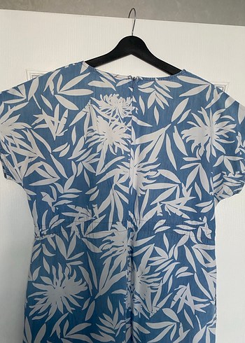 Bohem V Yaka Mavi Baskılı elbise - Görsel 11