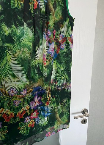 Yeşil Desenli Midi Bohem Elbise - Görsel 4