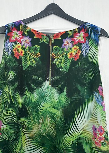 Yeşil Desenli Midi Bohem Elbise - Görsel 6