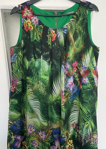 Yeşil Desenli Midi Bohem Elbise - Görsel 2