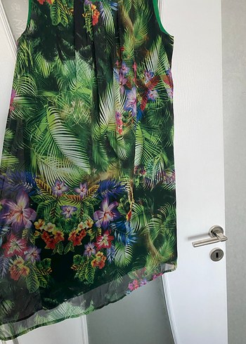 Yeşil Desenli Midi Bohem Elbise - Görsel 3