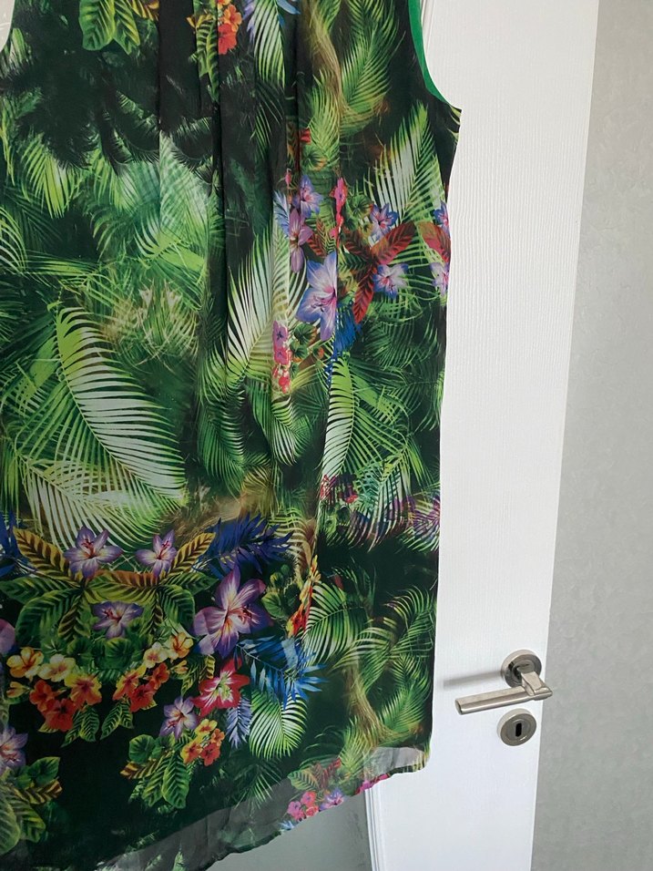 Yeşil Desenli Midi Bohem Elbise - Görsel 4