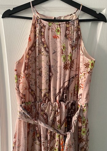 Pembe Bohem Yılan Desenli Uzun Elbise - Görsel 4