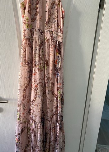 Pembe Bohem Yılan Desenli Uzun Elbise - Görsel 9