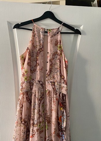 Pembe Bohem Yılan Desenli Uzun Elbise - Görsel 7