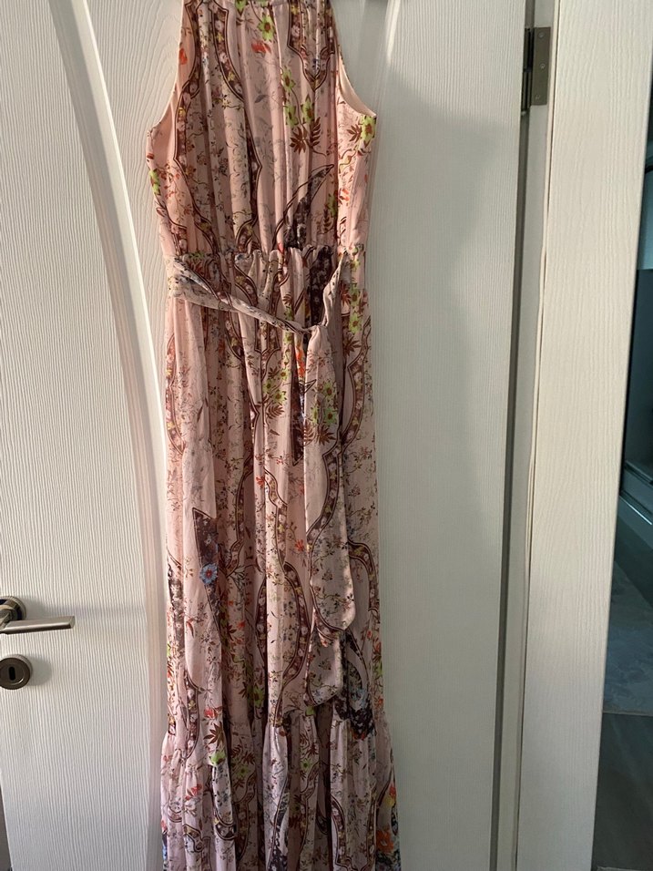 Pembe Bohem Yılan Desenli Uzun Elbise - Görsel 5