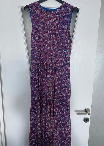 V Yaka Pileli Uzun Bohem Elbise - Görsel 2