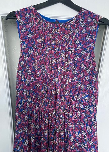 V Yaka Pileli Uzun Bohem Elbise - Görsel 3