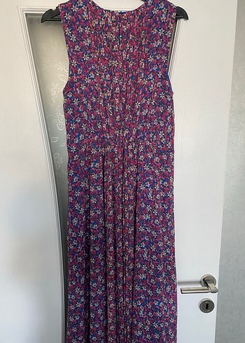 V Yaka Pileli Uzun Bohem Elbise - Görsel 6