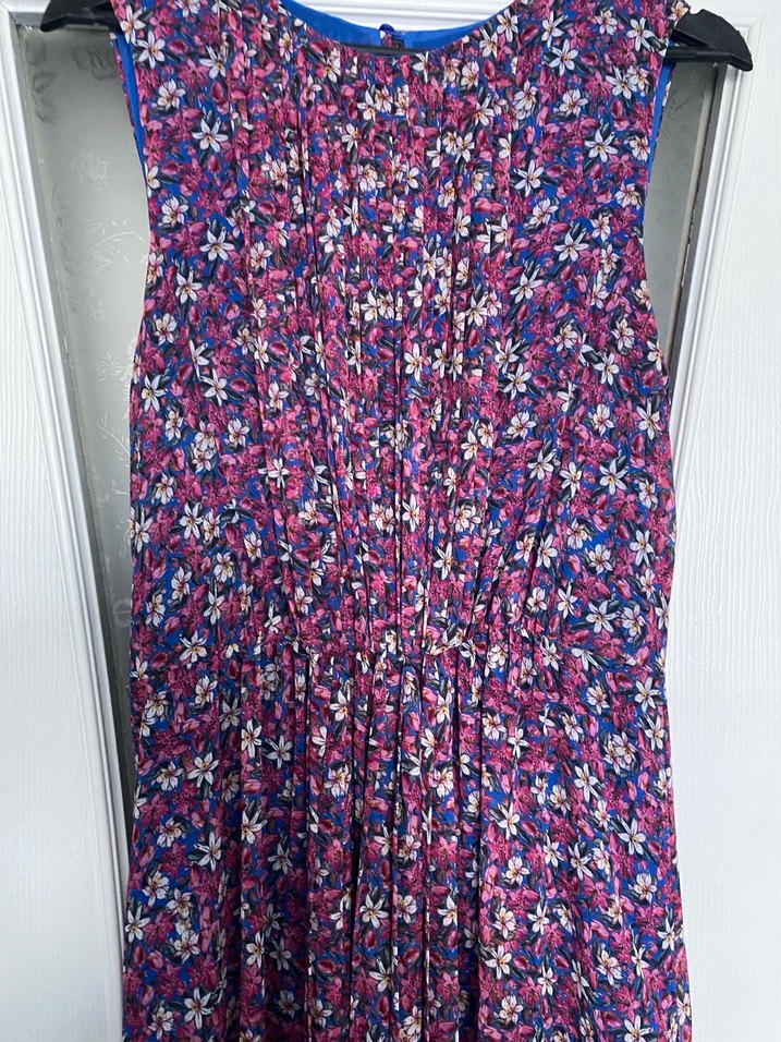 V Yaka Pileli Uzun Bohem Elbise - Görsel 4