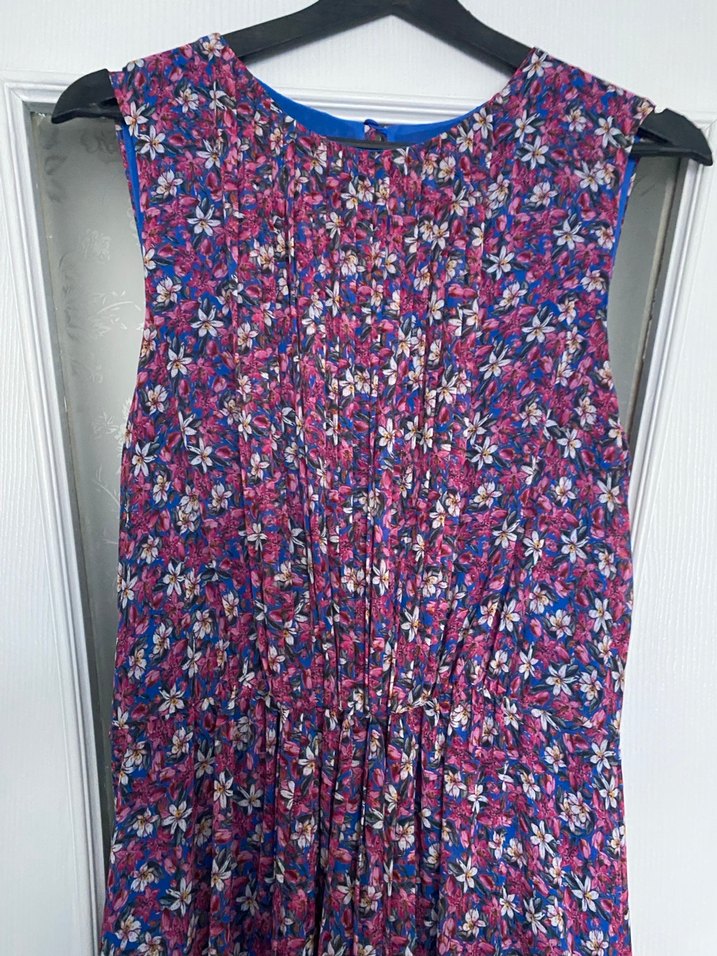 V Yaka Pileli Uzun Bohem Elbise - Görsel 3