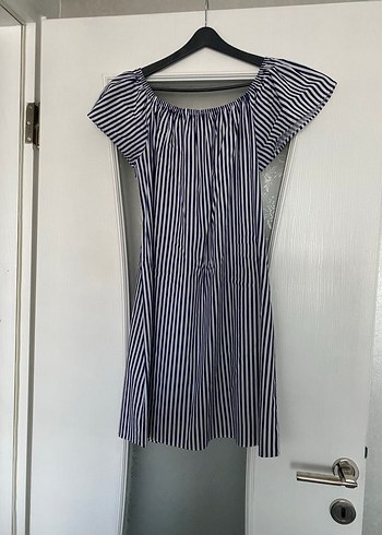 Gri Çizgili Midi Kadın Elbise - Görsel 7