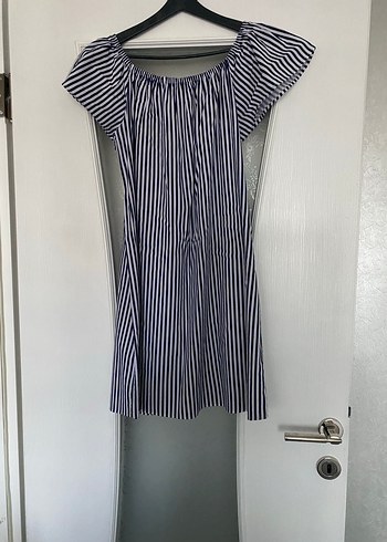 Gri Çizgili Midi Kadın Elbise - Görsel 6