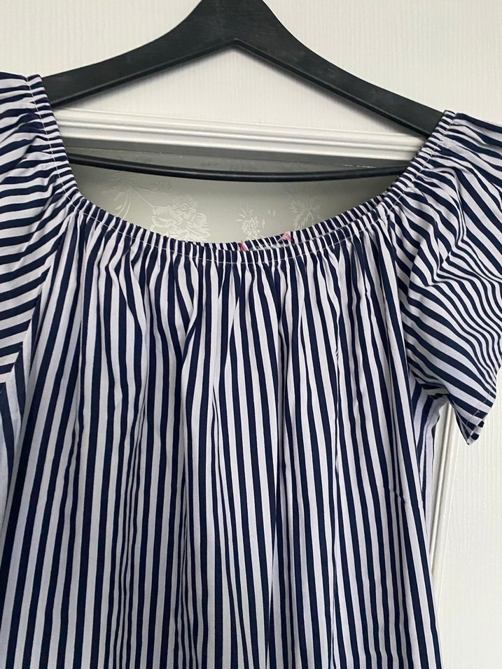 Gri Çizgili Midi Kadın Elbise - Görsel 4