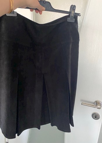 Siyah Süet Pileli Etek - Görsel 7