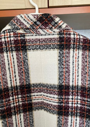 Kadın Ekose Midi Düğmeli Ceket - Görsel 7