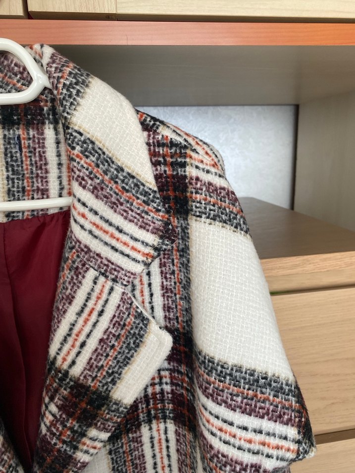 Kadın Ekose Midi Düğmeli Ceket - Görsel 4