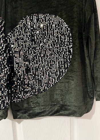 Payet Detaylı yeşil Kadın Bluz - Görsel 7