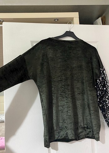 Payet Detaylı yeşil Kadın Bluz - Görsel 9