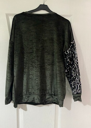 Payet Detaylı yeşil Kadın Bluz - Görsel 8