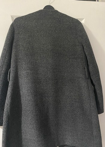 Koyu Gri Peluş Cepli Kaban - Görsel 5