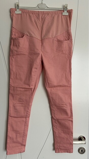 Hamile gabardin pantolon, rengi mat pudra pembe gibi