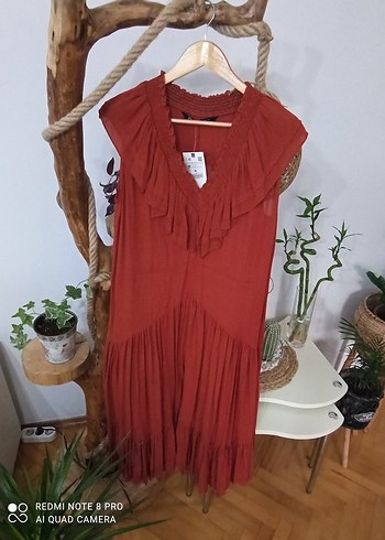 Zara Kırmızı Zara Kadın Üstü, Büzgülü Yaka