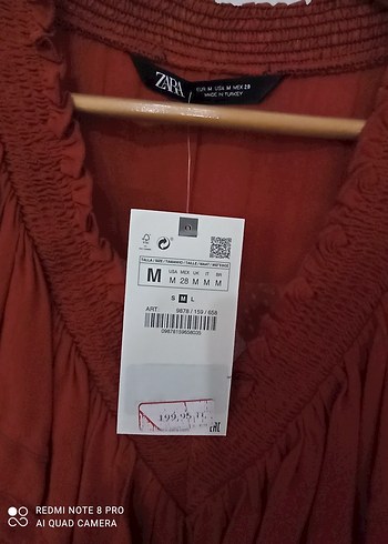 m Beden kırmızı Renk Kırmızı Zara Kadın Üstü, Büzgülü Yaka