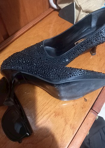 Diğer Siyah Payetli Stiletto Topuklu Kadın Ayakkabı