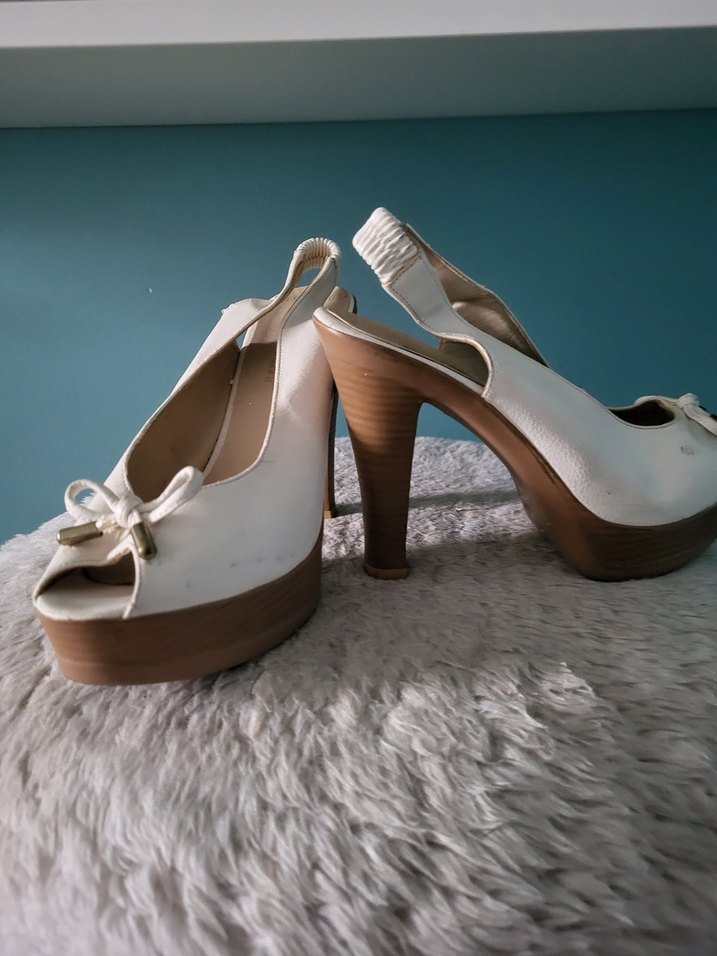 Beyaz Platform Topuklu Kadın Ayakkabı - Görsel 3