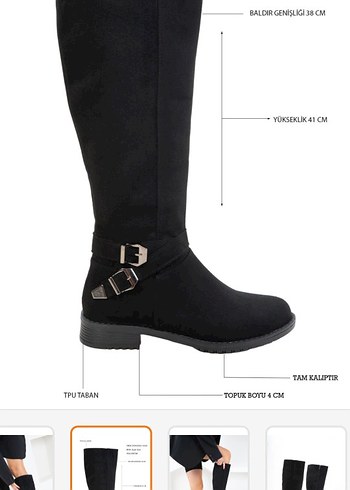 Siyah Süet Tokalı Dizüstü Kadın Çizme - Görsel 3