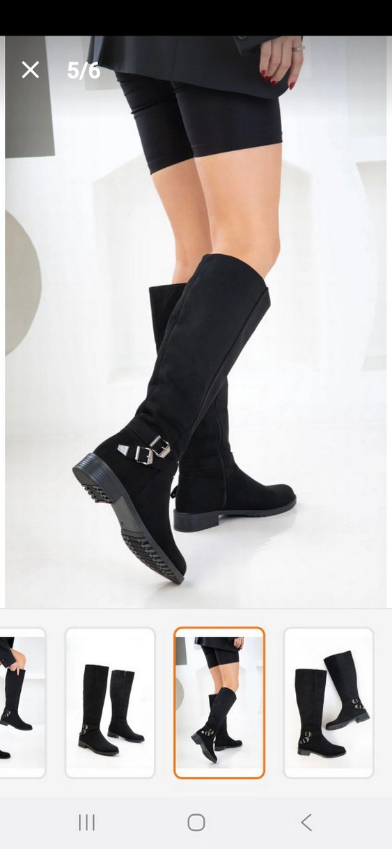 Siyah Süet Tokalı Dizüstü Kadın Çizme - Görsel 2