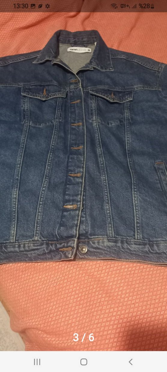 Kadın Lacivert Düğmeli Denim Ceket koton - Görsel 3