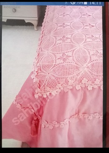 Nakışlı Pembe Yatak Örtüsü - Görsel 2