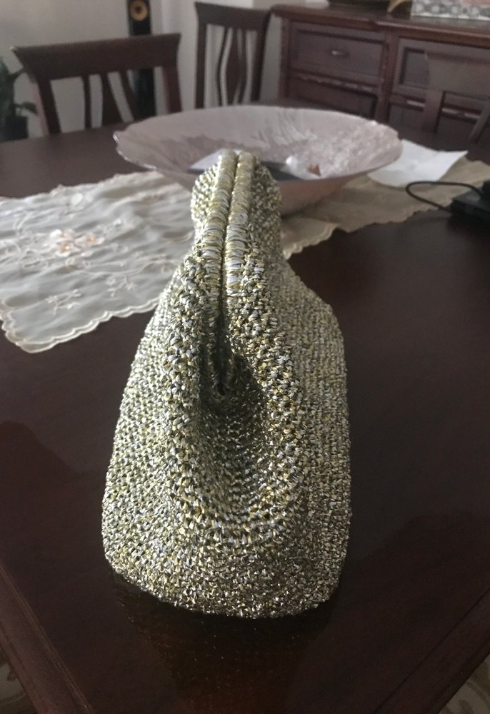 Gold Örgü Kadın Clutch Çanta - Görsel 2