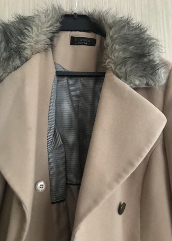 Kürklü Bej Kadın Midi Kaban - Görsel 3