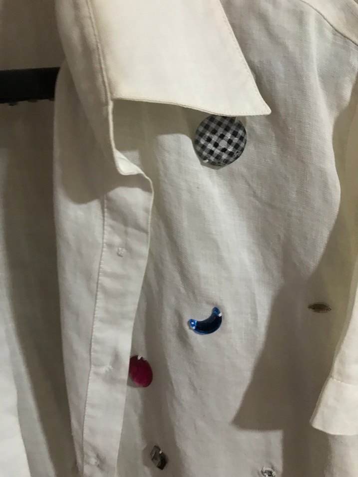 Nakışlı Beyaz Keten Kadın Gömlek - Görsel 3