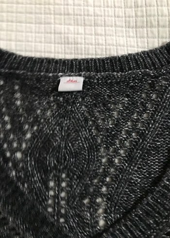 Gri V-Yaka Örgü Kadın Kazak - Görsel 2