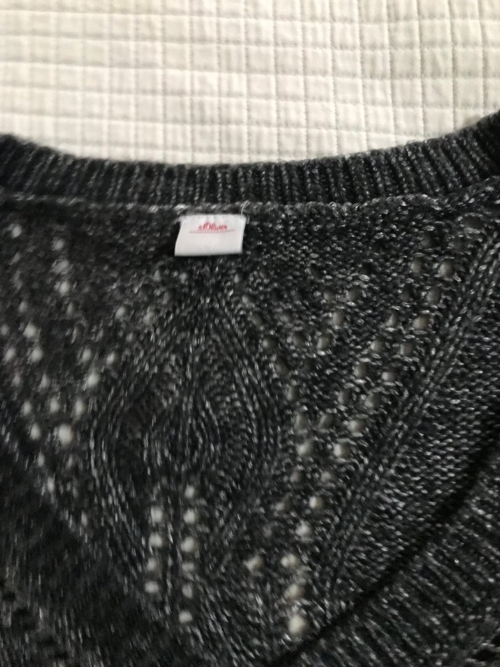 Gri V-Yaka Örgü Kadın Kazak - Görsel 2