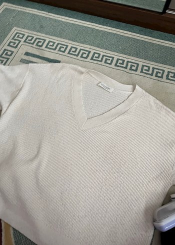 Bej V Yaka Kadın Triko Kazak - Görsel 2