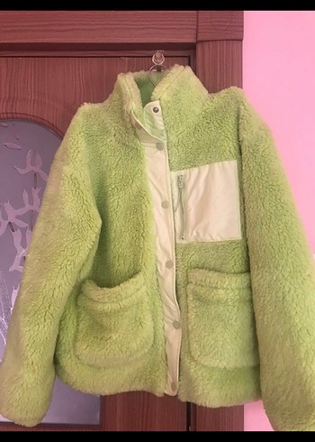 LCW Vision Yeşil Dik Yaka Kadın Peluş Mont - Görsel 3