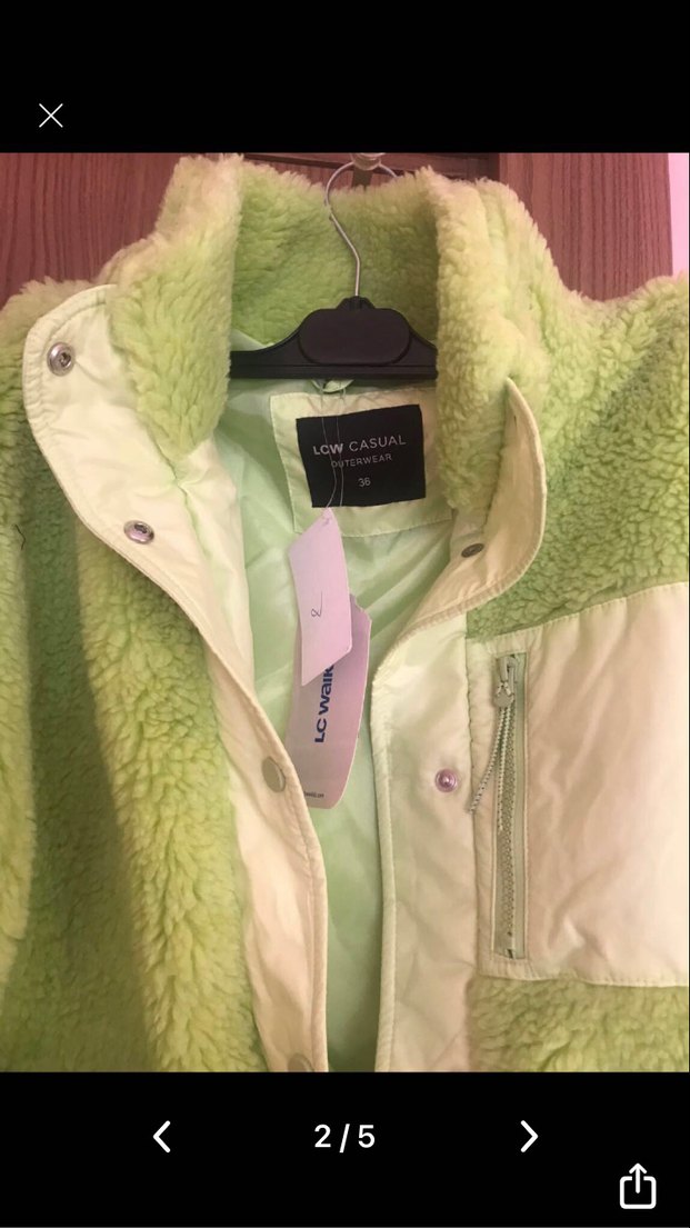 LCW Vision Yeşil Dik Yaka Kadın Peluş Mont - Görsel 2