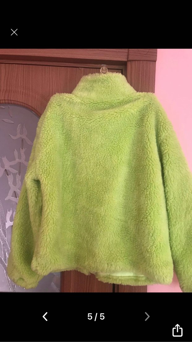 LCW Vision Yeşil Dik Yaka Kadın Peluş Mont - Görsel 5