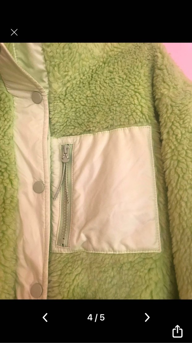 LCW Vision Yeşil Dik Yaka Kadın Peluş Mont - Görsel 4