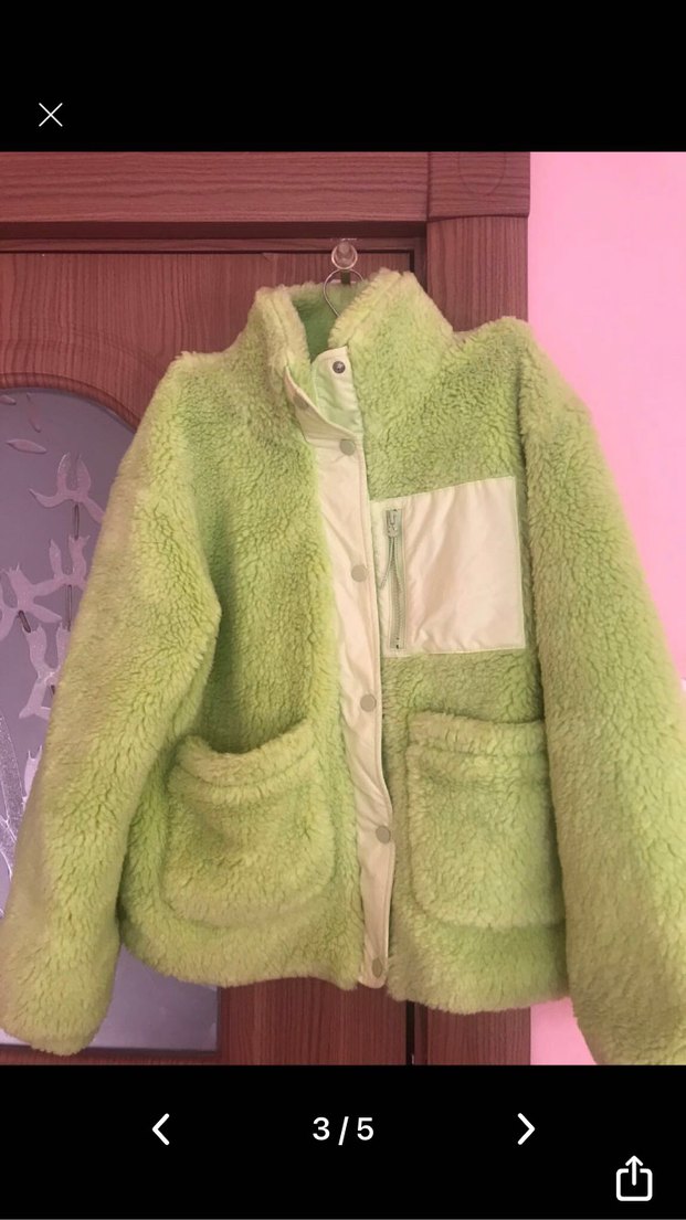 LCW Vision Yeşil Dik Yaka Kadın Peluş Mont - Görsel 3