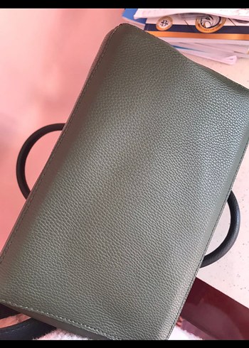 Haki Suni Deri Kadın Omuz Çantası - Görsel 2