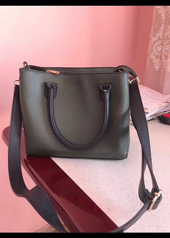 Haki Suni Deri Kadın Omuz Çantası - Görsel 7