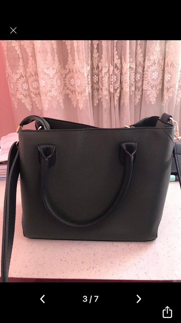 Haki Suni Deri Kadın Omuz Çantası - Görsel 3